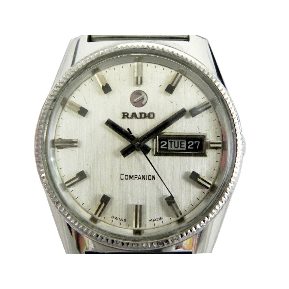 [專業模型] 機械錶 [RADO 11638] 雷達大錶徑 [25石][紅肉]古董錶[銀色面+星期+日期]軍/時尚錶
