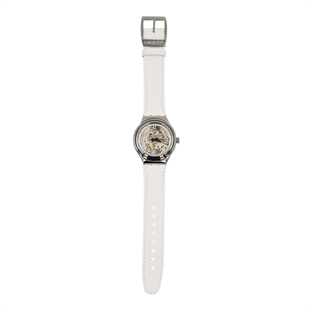 Swatch UNCLE CHARLY LEATHER 透視夜光腕錶手錶白YAS112C | 蝦皮購物