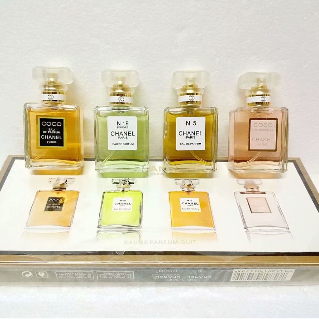 Chanel 香奈兒 香水coco香水5號香水四件套4 ml Coco 5號 19號 半黑coco 禮盒 蝦皮購物