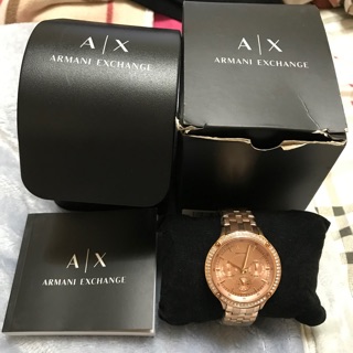 🌟全新A|X Armani Exchange絢麗全日曆晶鑽腕錶(玫瑰金)🌟