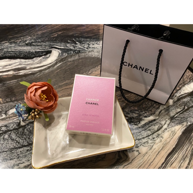 全新附專櫃提袋／台灣專櫃購入／Chanel 粉紅甜蜜隔離髮香噴霧／chance隔離髮霧35ml ／Chanel 髪香水