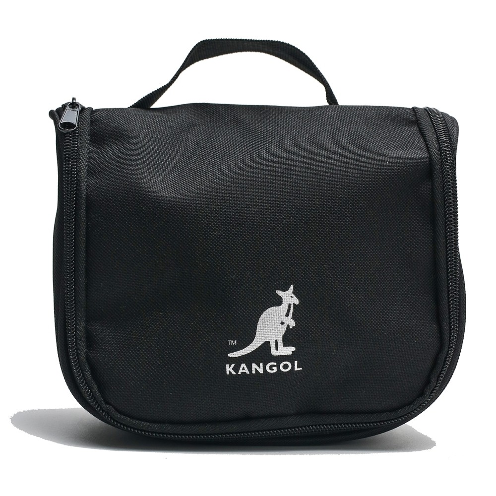 KANGOL 黑 盥洗包 懸掛式 化妝包 手提袋 旅行組 素色 (布魯克林) 6955360220