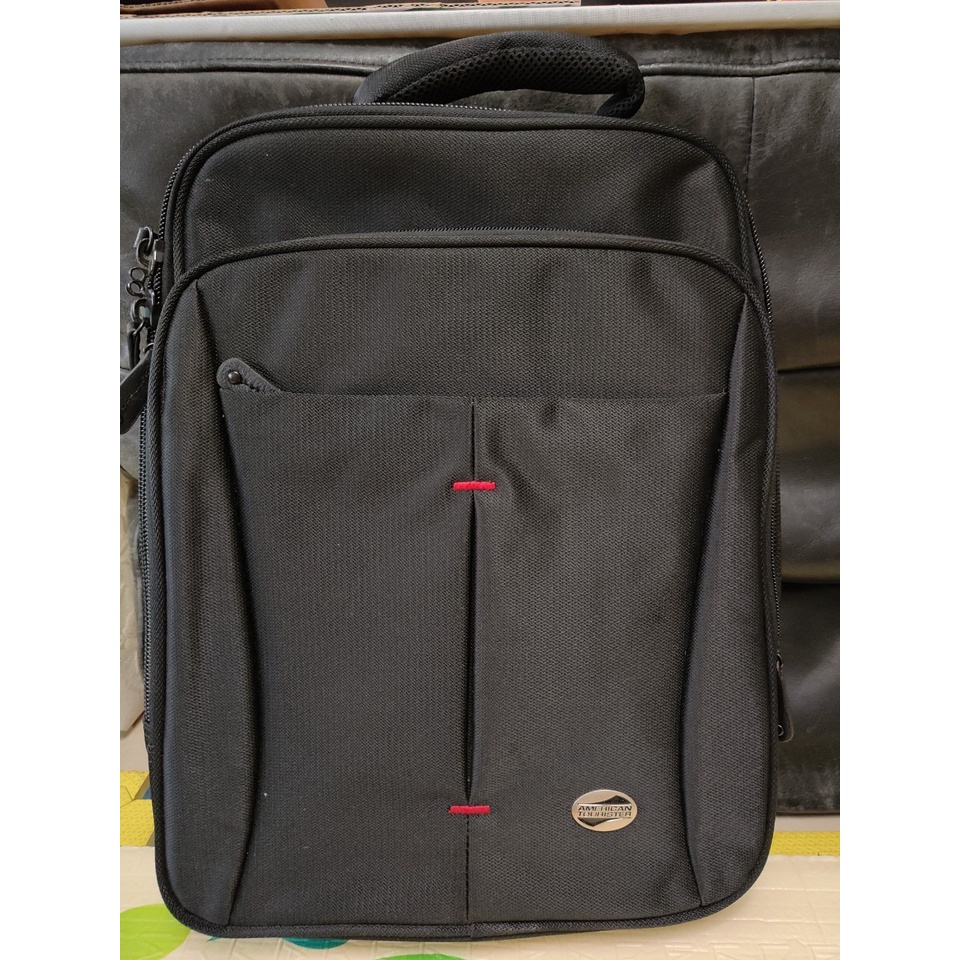 American tourister AT 美國旅行者 簡約雙隔層筆電後背包14"(黑色) 減壓背帶 電腦後背包