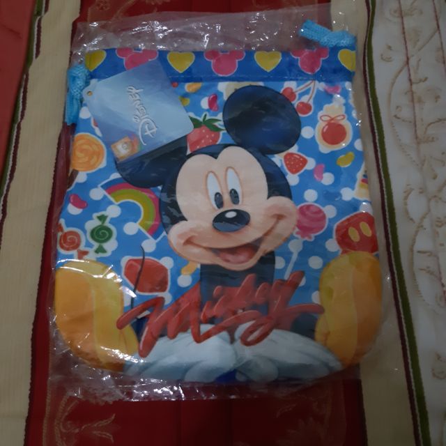 阿伯的店 迪士尼 米老鼠 束口袋 可放 化妝棉 衛生紙 拍立得相機 錢包 手機