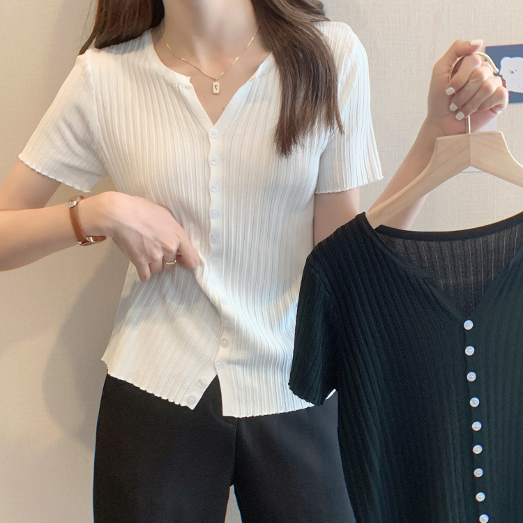 M-4XL大尺碼衣著 胖mm夏季短袖冰絲開衫200斤大碼女裝薄款純色寬鬆顯瘦上衣女