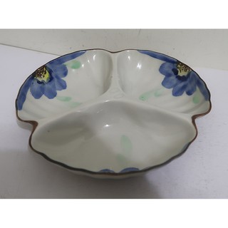 日式和風花卉圖案 陶瓷三格盤/三格小菜盤/分格餐盤