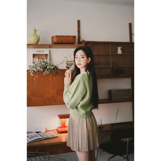 *現貨*韓國代購KOREA_90 SHOP 清雅氣質網拍MILKCOCOA 素面鬆緊百摺短裙