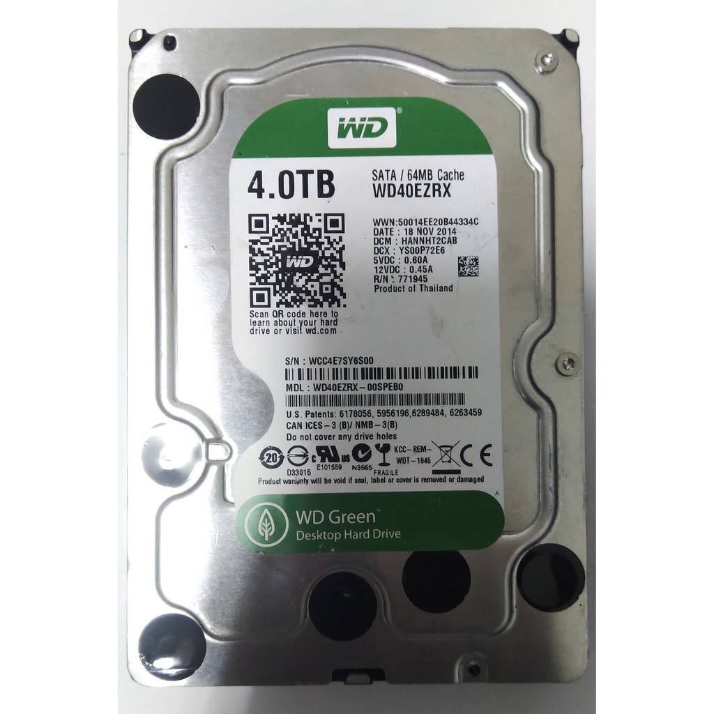 【賣可小舖】WD 綠標 SATA3 4TB 1999元 桌機硬碟 WD40EZRX 7200轉