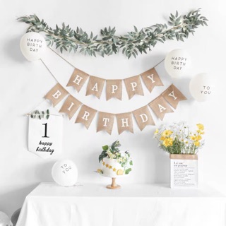 🎉現貨在臺🎉生日掛旗 生日派對 ins文青風生日派對 週歲派對 麻棉風掛旗 週歲佈置 生日氣球 生日派對 掛旗