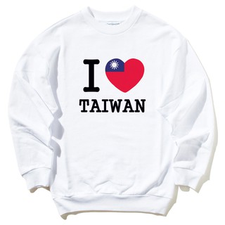 I Love TAIWAN flag【現貨】中性男女大學T 刷毛 白色 我愛台灣國旗潮流設計百搭愛心