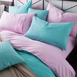 床包組 標準雙人 水粉藍 玩色 素色 馬卡龍 精梳純棉 5尺 床包組 被套 枕套 簡約 北歐 佛你企業