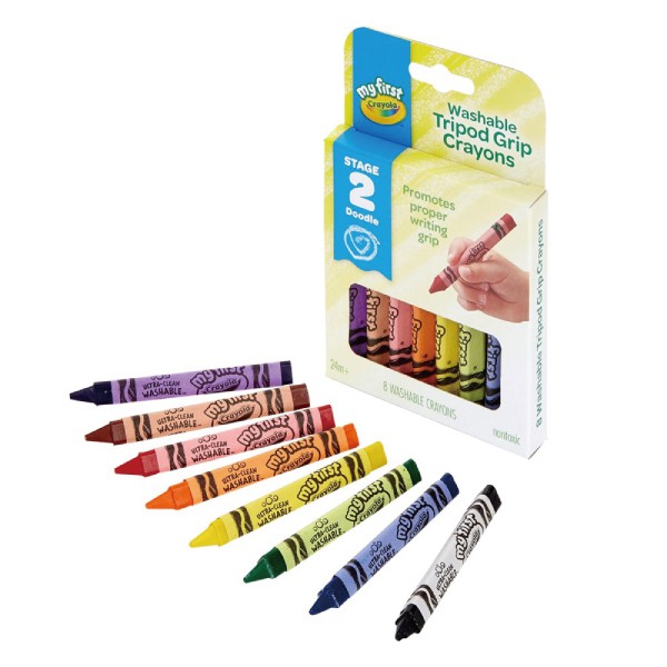 美國 Crayola 繪兒樂 幼兒可水洗三角筆桿蠟筆8色【麗兒采家】