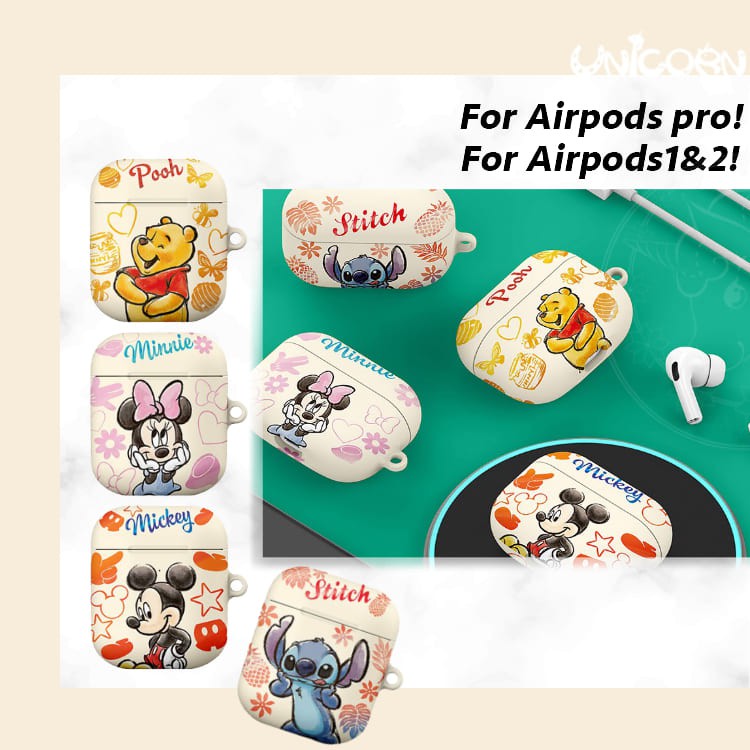 韓國正版KA 迪士尼印章風 蘋果AirPods耳機套 AirPods Pro 耳機盒硬殼保護套 收納套