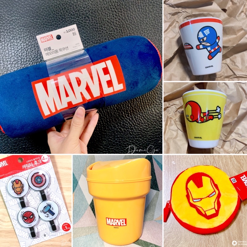 𝗗𝗲𝗺𝗶𝗚𝗼🇰🇷Daiso 韓國大創 漫威 MARVEL 掛鉤 水杯 碟子 垃圾桶 車用 頸枕 零錢包