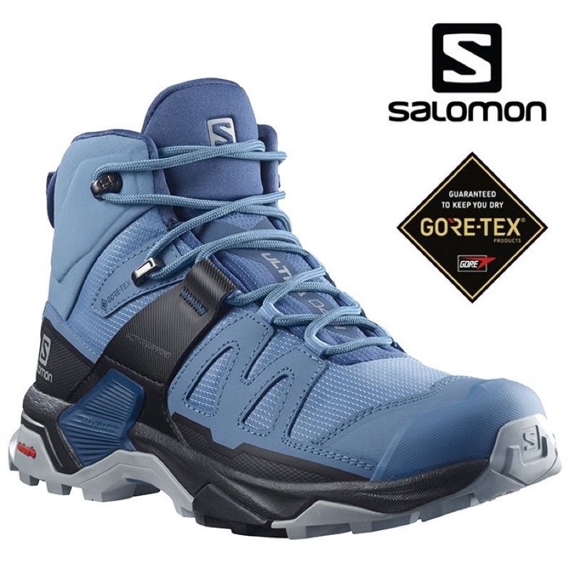 台灣公司貨Salomon X ULTRA 4 GTX防水登山鞋 健行鞋 灰藍/黑/深丹寧L41381500