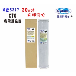 【巡航淨水】20吋大胖CTO活性炭濾心(臺製)淨水器濾水器.除泥除雜質除氯除垢.水塔過濾器.水族養殖貨號5317