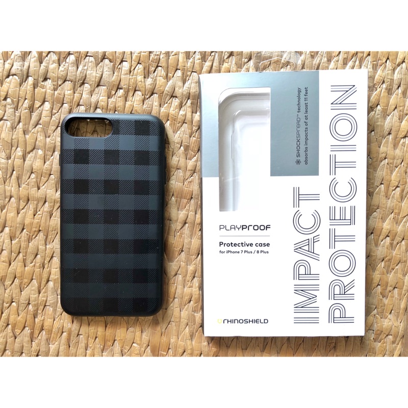 ［全新］犀牛盾防摔客製化手機殼 / iphone8 plus 黑色格紋