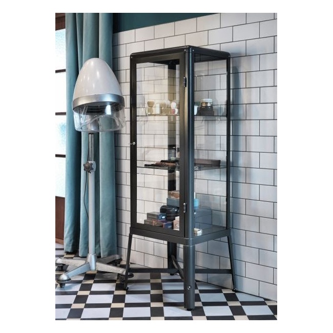 北歐工業LOFT風格經典IKEA宜家FABRIKÖR玻璃門櫃儲物櫃收納櫃玻璃櫃櫥櫃邊櫃/深灰色/二手八成新/特$4500