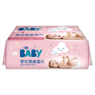 家樂福 嬰兒潔膚濕巾(粉紅) 80抽 x 4包【家樂福】