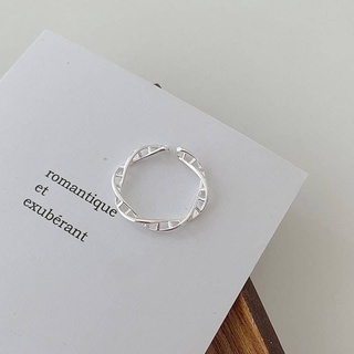 現貨｜LINGLING流行純銀飾品❤️韓國東大門s925純銀生命交織DNA純銀戒指 開口戒指 銀飾 食指戒