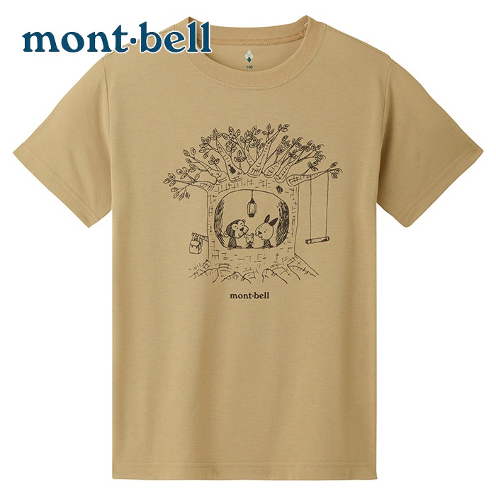 【Mont-bell 日本】WICKRON 樹屋 短袖排汗衣 兒童 卡其 (1114574)