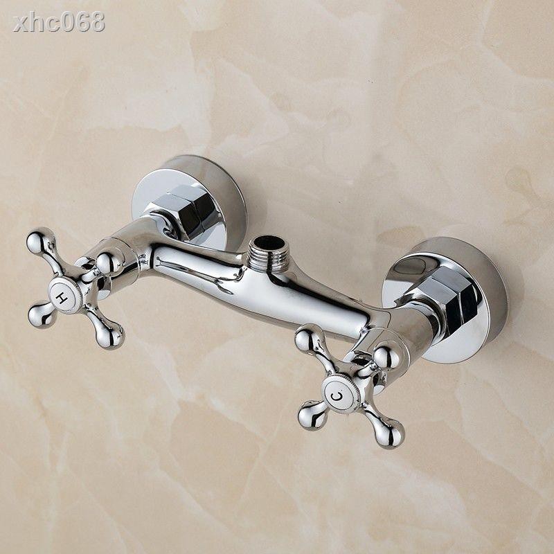 【現貨】✆浴室淋浴龍頭浴缸簡易花灑套裝雙把雙開冷熱水混合閥洗澡淋雨噴頭