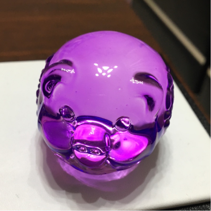 童心水晶玩-紫色 招財進寶 可愛琉璃小豬