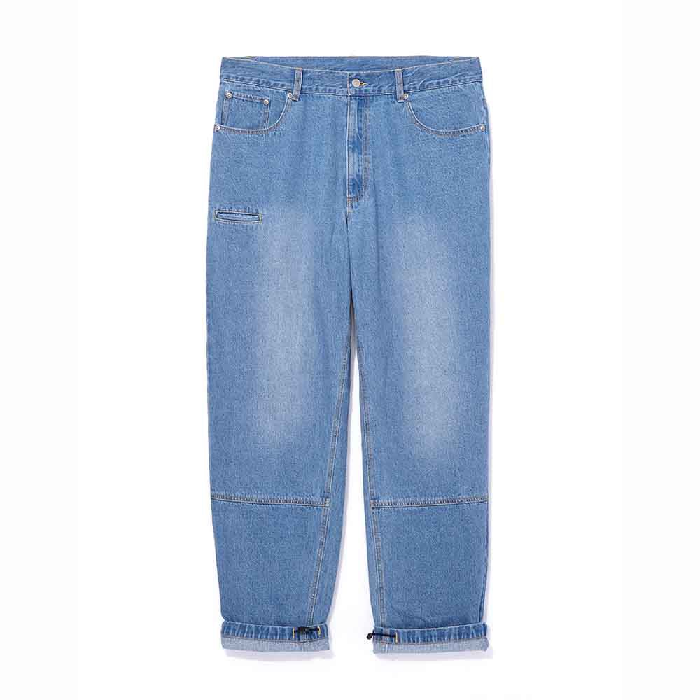 【STAGE】二次元口袋寬版牛仔長褲 BOLD LINE DENIM PANTS 淺藍