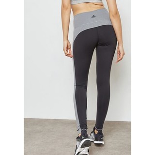 修身adidas Believe This HighRise Heathered 慢跑 運動長褲 緊身褲-黑S-2290