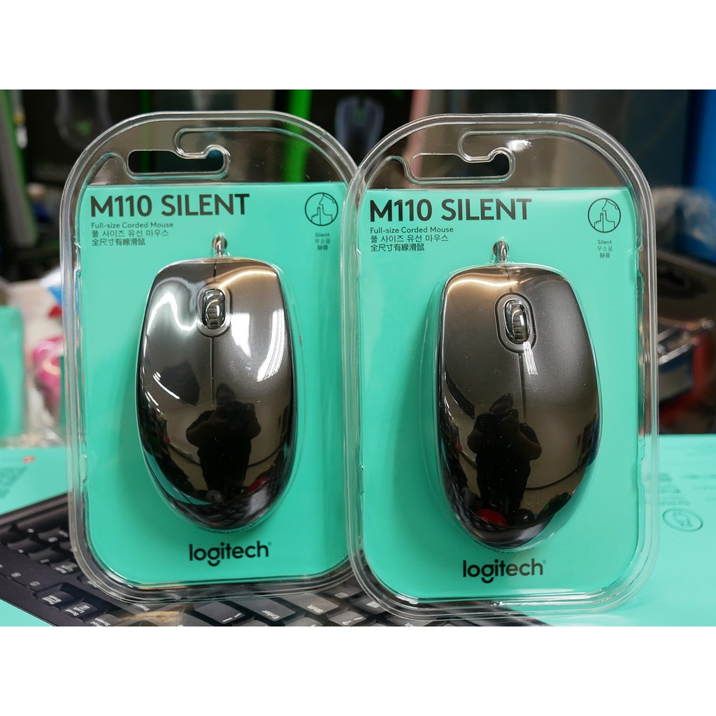 【本店吳銘】 羅技 logitech M110 Silent 無聲滑鼠 雙手適用 全尺寸 靜音滑鼠 黑色 3年保固