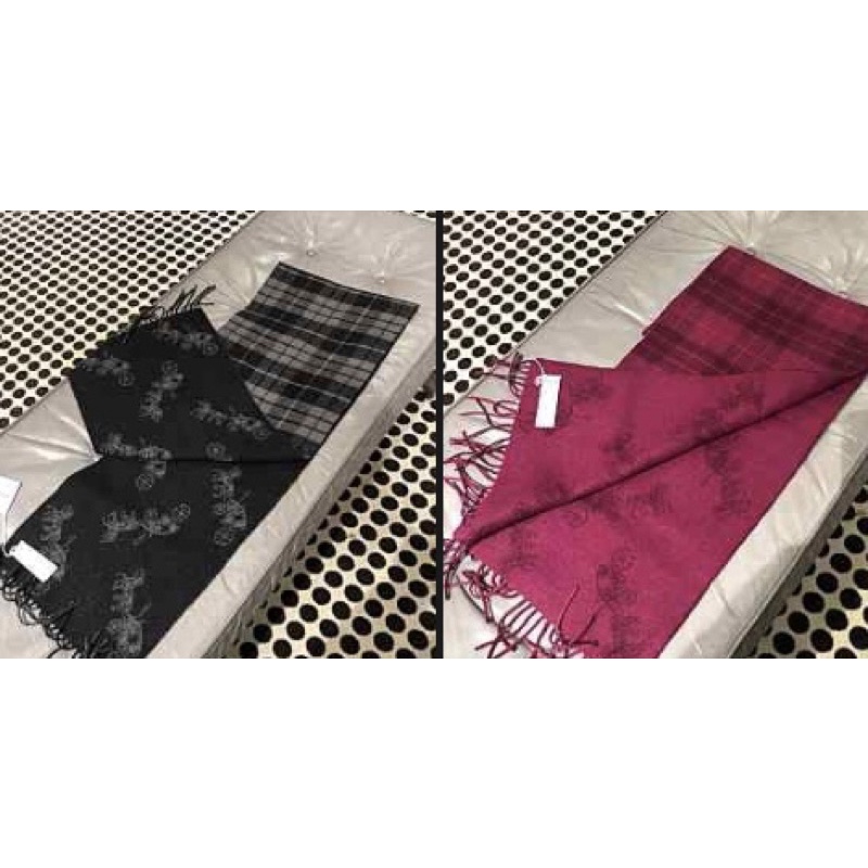 🔥卡拉國內外代購🔥 預購  Coach 圍巾 雙面 格子 滿版馬車 黑色 粉色
