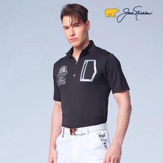 【Jack Nicklaus 金熊】GOLF男款胸前印花高爾夫球衫POLO衫(黑色)
