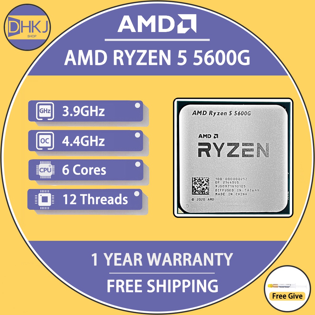 全新 AMD Ryzen 5 5600G R5 5600G CPU 新遊戲處理器插槽 AM4 3.9GHz 六核十二線程