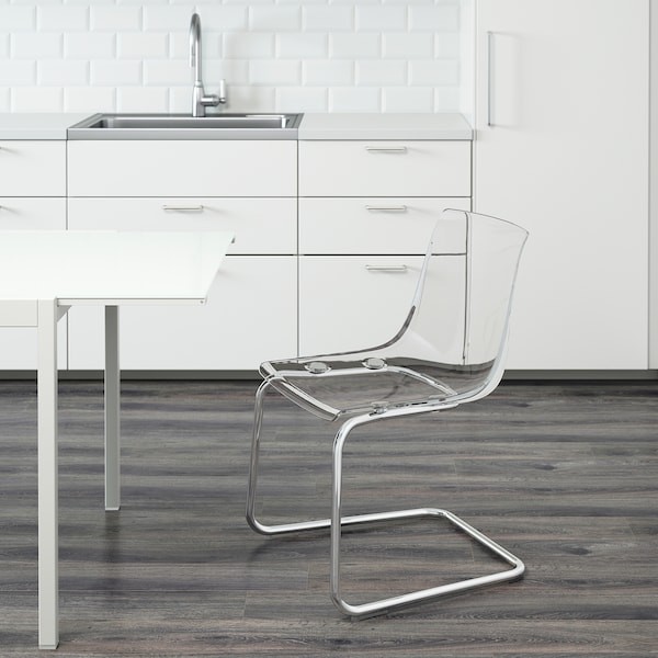 北歐工業LOFT風格IKEA宜家TOBIAS餐椅透明椅會議椅工作椅休閒椅/透明鍍鉻/二手八成新/原$2899特$1800