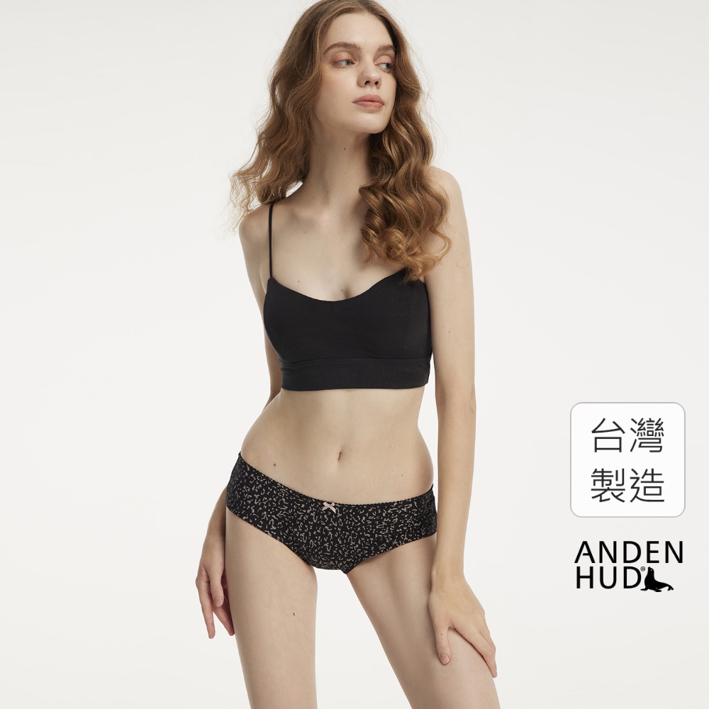 【Anden Hud】香榭咖啡館．後片訂製蕾絲中腰三角內褲(黑-豹紋) 台灣製