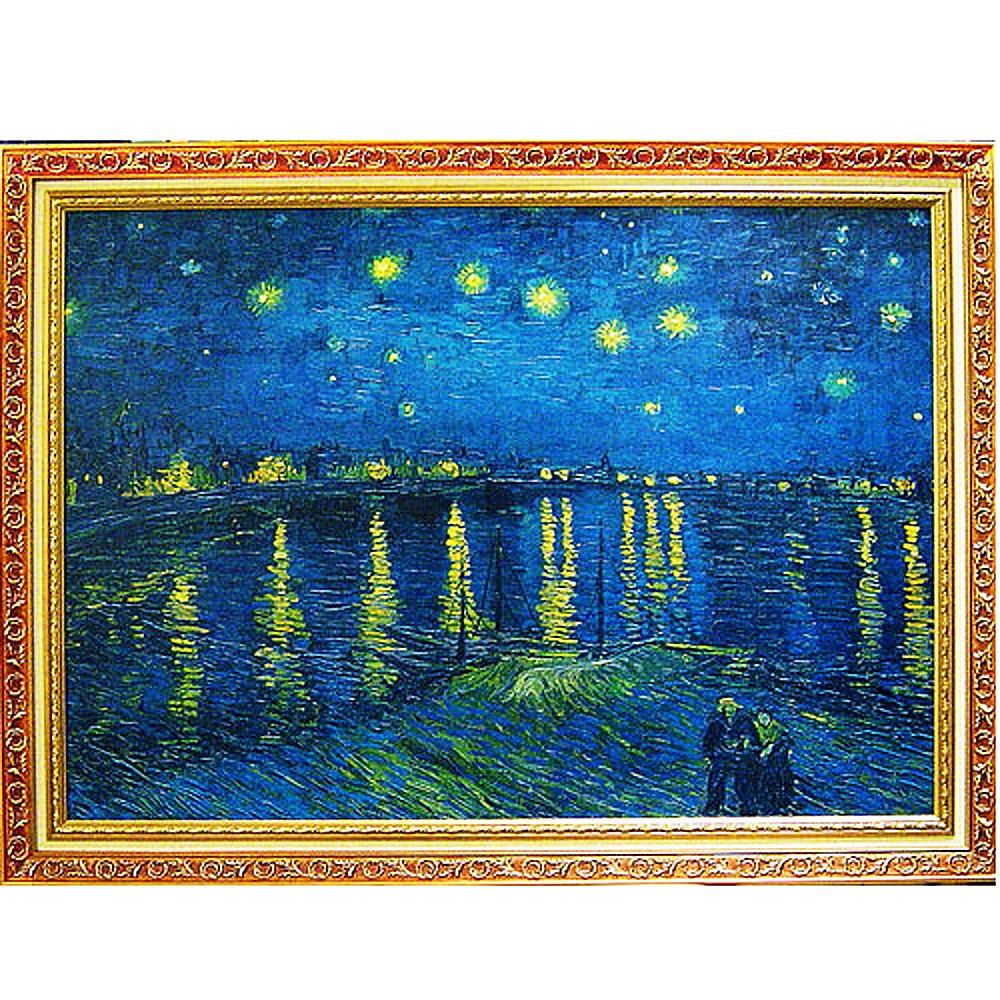 隆河上的星夜 掛畫  梵谷名畫 92x72cm隆河的星夜Starry Night Over the Rhone