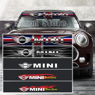 適用於MINI Cooper R56 R50 F56 R52 JCW汽車前擋風玻璃反光貼汽車改裝車窗玻璃防曬遮陽貼花裝飾