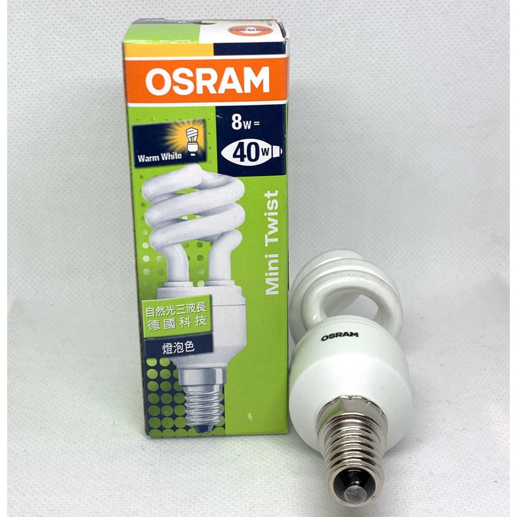 OSRAM歐司朗DULUXSTAR Mini twist 8W827 120V E14 省電燈泡螺旋燈泡黃光燈泡| 蝦皮購物