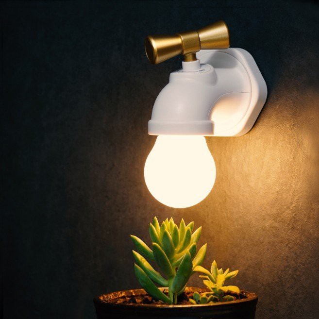 復古水龍頭LED小夜燈 智能聲控+光感模式 牆壁工業風LOFT壁燈水滴