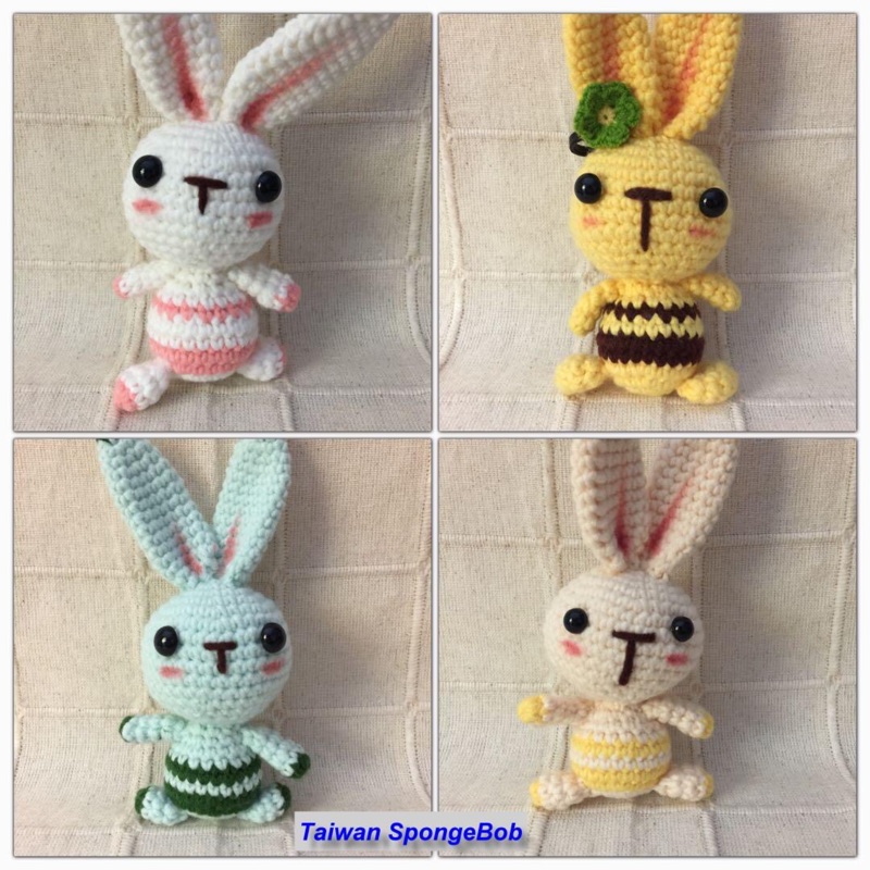 純手工鉤針編織 毛線公仔 變裝娃娃 擺飾 吊飾 手創玩偶娃娃 兔兔～有四種款式