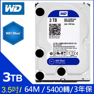 【前衛】WD [藍標] 3TB 3.5吋桌上型硬碟(WD30EZAZ) 3T