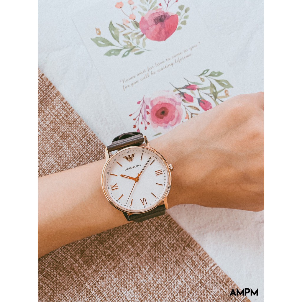 全新 現貨 EMPORIO ARMANI AR11011 亞曼尼 手錶 43mm 玫瑰金 白色面盤 皮錶帶 男錶女錶