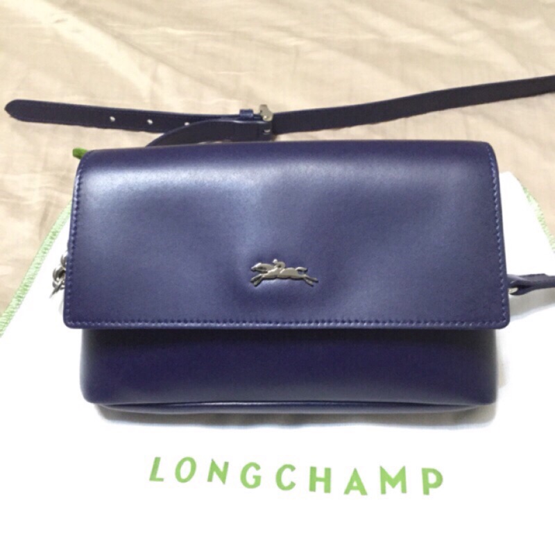 法國longchamp Paris Honore 單肩斜跨包晚宴包鏈條包斜揹袋平價woc 藍色包 蝦皮購物