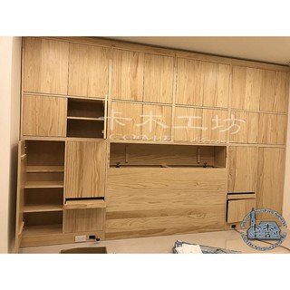 卡木工坊 原木色 床頭 收納櫃 系統櫃 實木系統 手作 家具設計 客製 台灣製