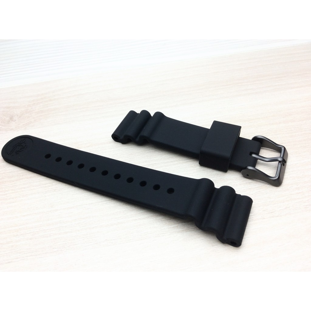 Seiko原廠22mm黑色扣矽膠錶帶(鮪魚罐適用)