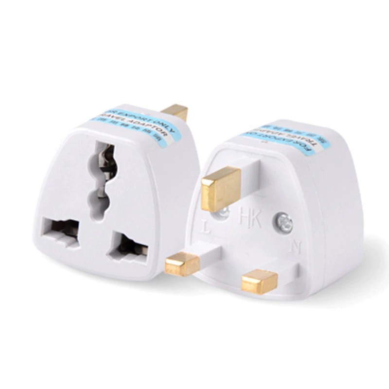 2pc UK to EU Plug Adapter Power Socket White Travel Converte