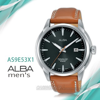 時計屋手錶專賣店 ALBA 雅柏手錶 AS9E53X1 石英男錶 皮革錶帶 黑 防水100米 日期顯示 全新品 保固一年