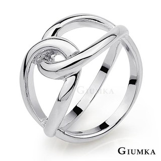 GIUMKA 雙環交叉戒指 精鍍正白K 戒指 6號 銀 (二手)