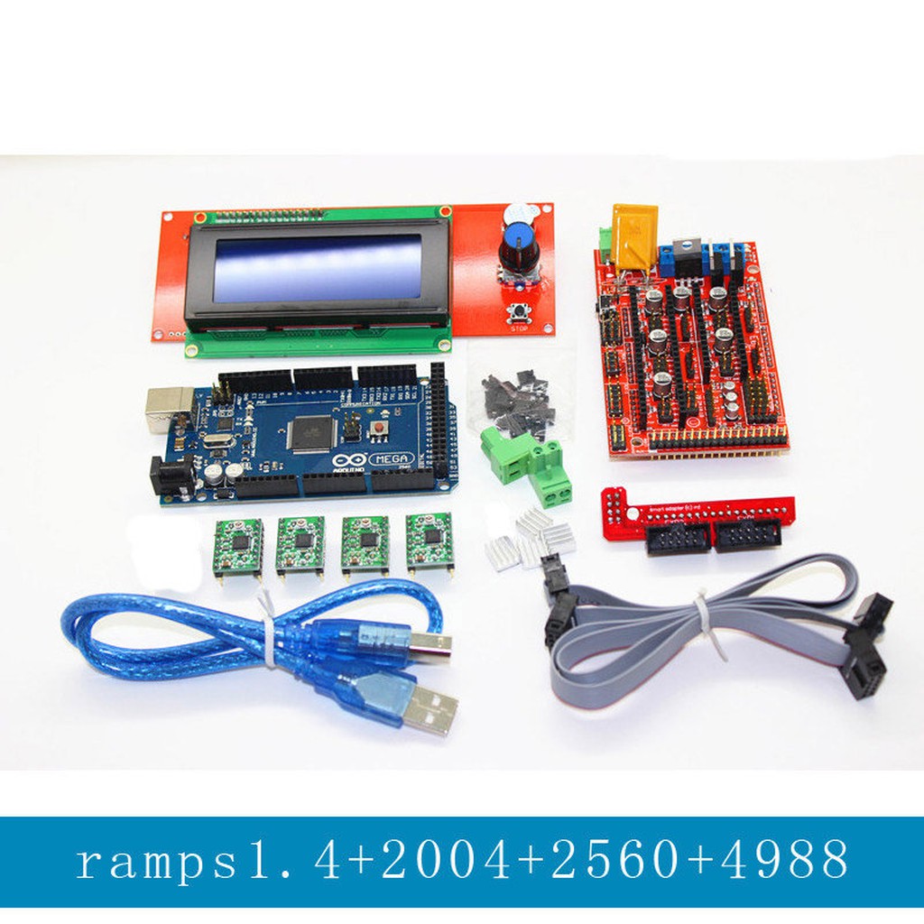 RAMPS 1.4+MEGA 2560 R3官版+LCD2004+4片A4988驅動板