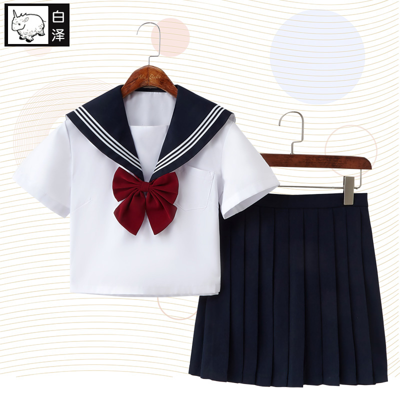 Cos服 白澤日本女子高中生jk制服白色三本襟學生裝cosplay女裝軟妹夏服 蝦皮購物